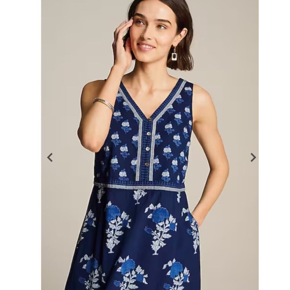 J.Jill Pure Jill Mixed-Print Floral A-Line 100% Cotton Maxi Dress Cottage Core S